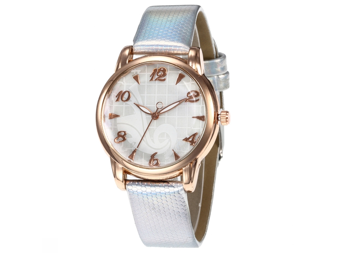 Reloj De Pulsera Sencillo E Informal Para Mujer Con Correa De Pu Y Esfera Redonda Dorada Y Plateada.