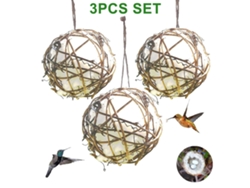 3 Cajas Nido Globulares Para Colibríes, Material De Soporte De Mimbre, Material De Anidación Para Aves Silvestres, Reyezuelos Y Pinzones.