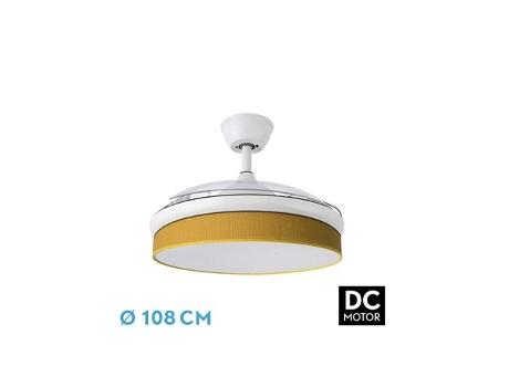 Ventilador DC Moda 72W Blanco/Amarillo 3 Aspas FABRILAMP