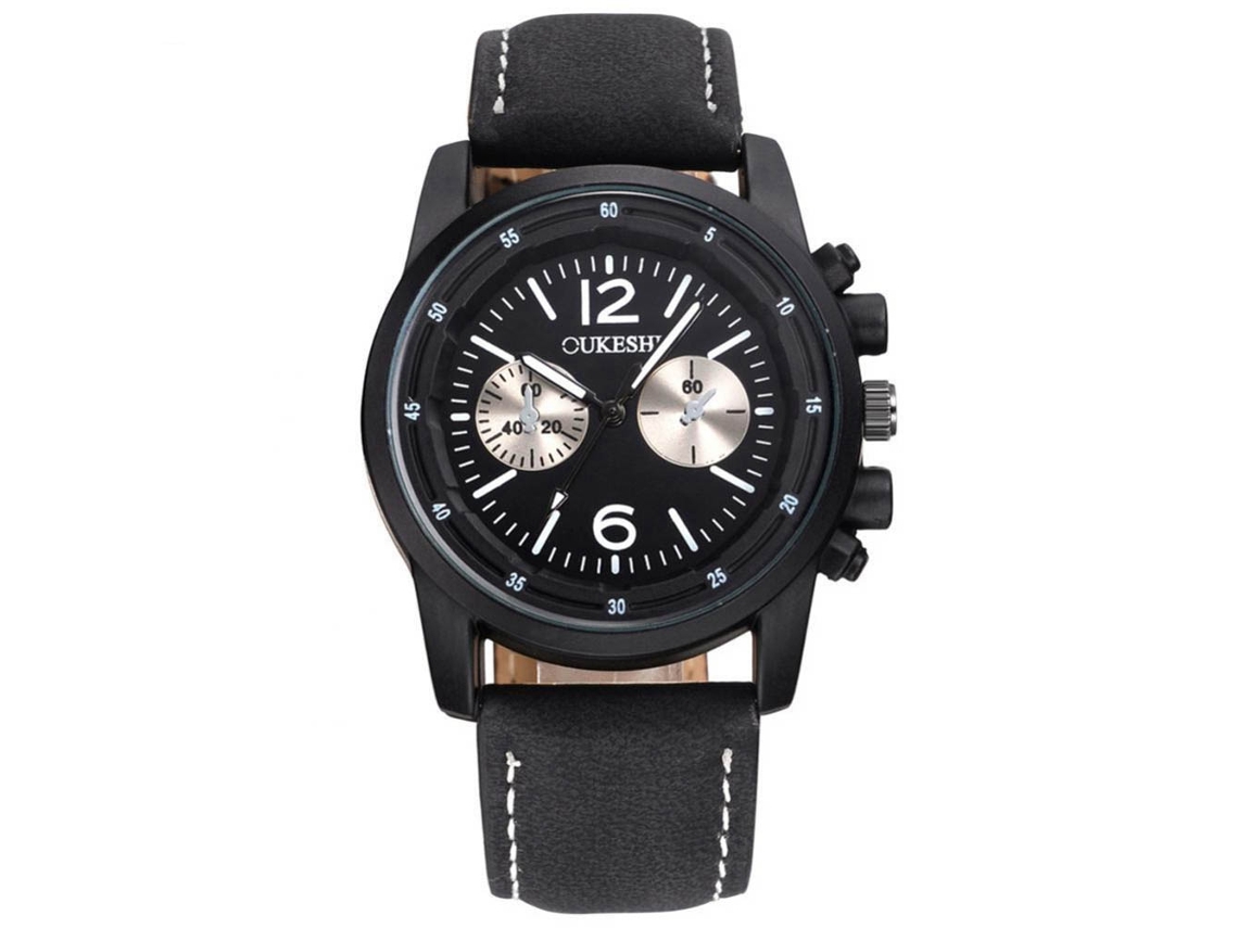 Reloj De Pulsera Moda Simple Con Correa De Cuero Pu (negro)