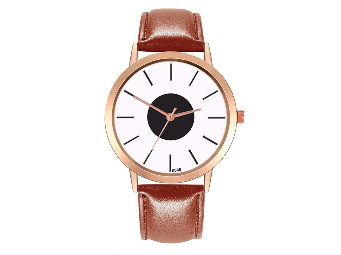 Reloj De Cuarzo Con Correa De Cuero Estilo Empresarial Simple Decoración Mano Para Hombres Café Claro