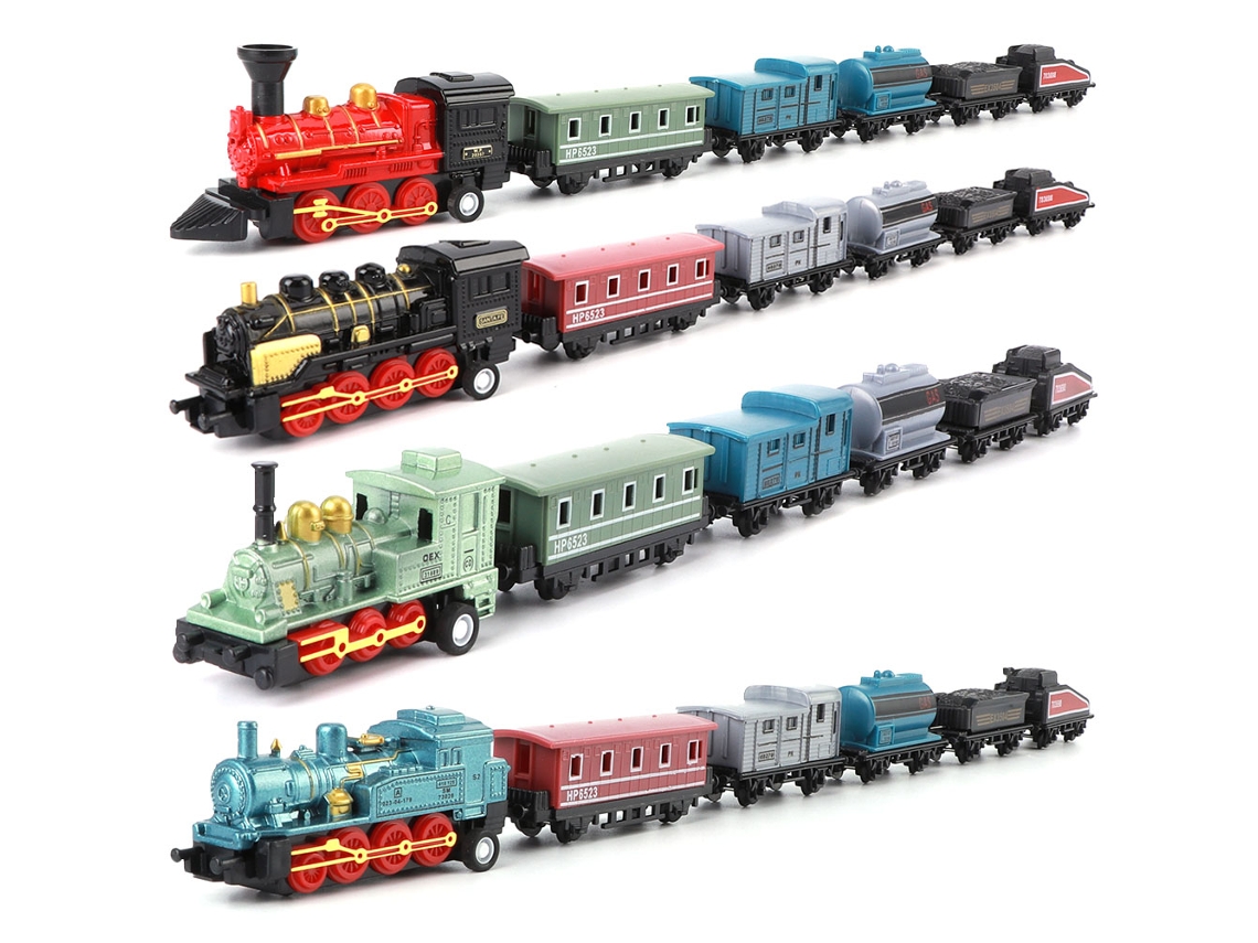 4 Juegos De Trenes De Juguete Retráctiles En Miniatura Con Varios Estilos Para Niños