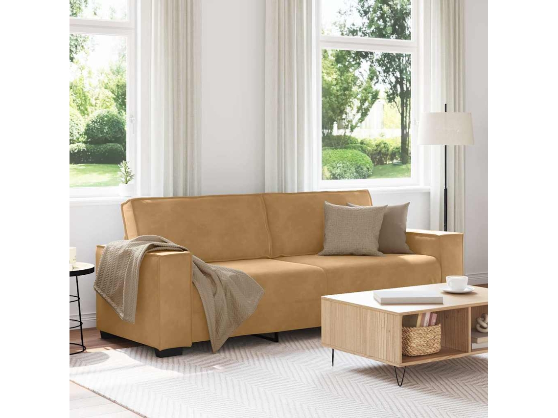 Sofá De 3 Plazas | Sofá De Salón | Sofá De Descanso Terciopelo Marrón 180 Cm Wsd380256