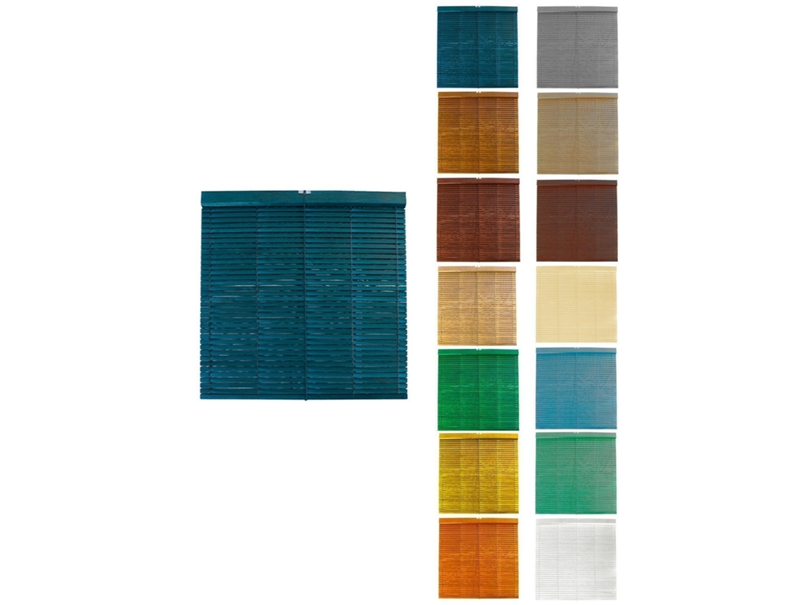 Persiana De Madera Alicantina Con Polea Metálica - Estor Enrollable Para Ventanas, Puertas, Salón Azul (barnizada) 85 X 200 Cm