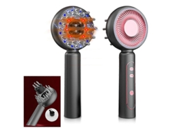 Cepillo eléctrico portátil para masaje del cuero cabelludo con terapia de luz roja y azul para relajación.