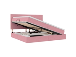 Syfax™ Cama Con Almacenamiento Y Colchón Rosa 200 X 200 Cm Terciopelo