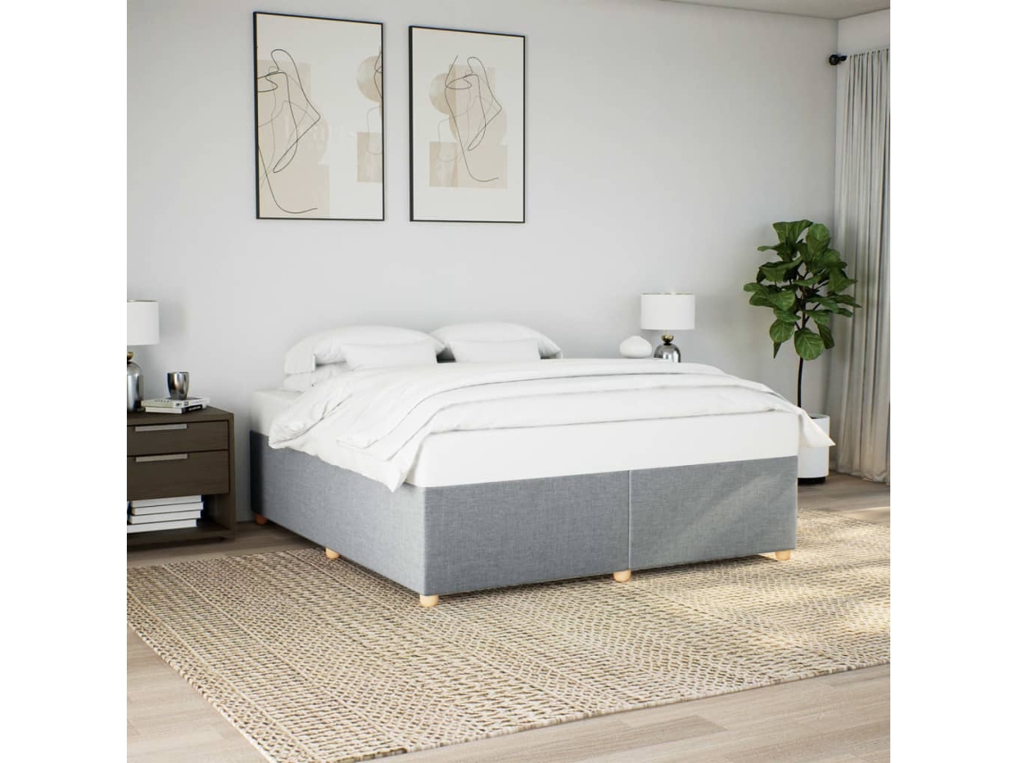 Cama Sin Colchón Tela Gris Claro 200x200 Cm