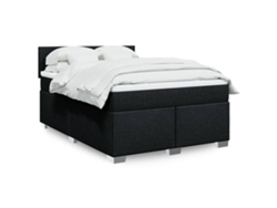 Cama Box Spring Con Colchón Tela Negro 160x200 Cm