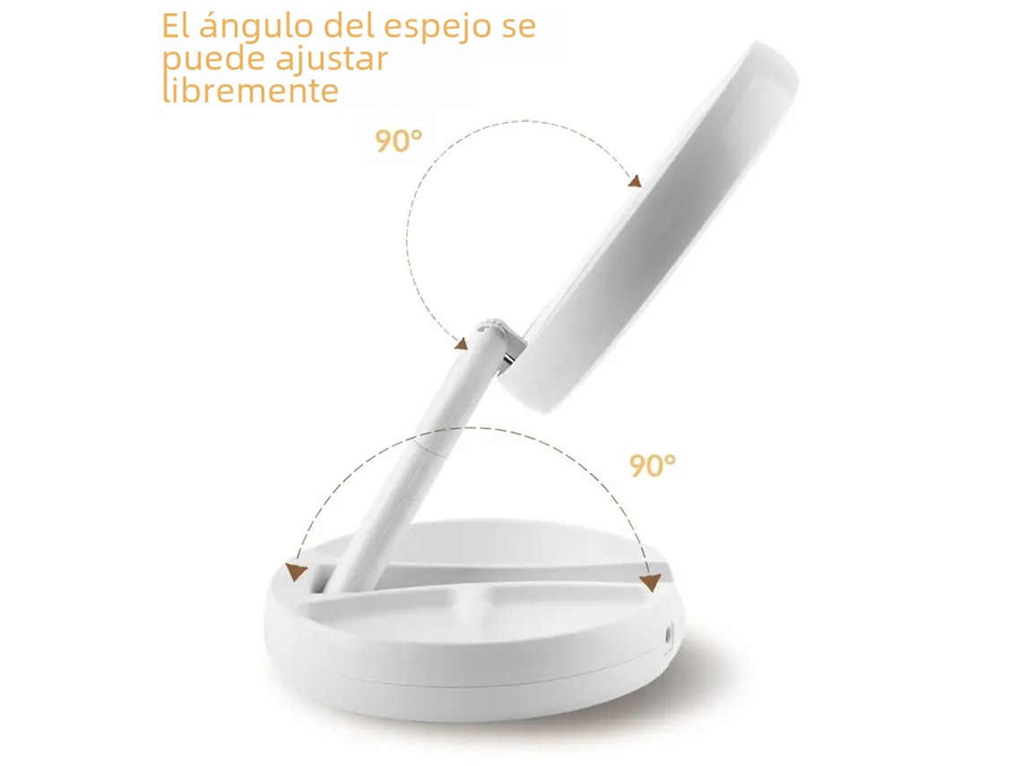 Espejo De Maquillaje Portátil Led De Doble Cara, Aumento De 10x, Con Luz, Instalación Magnética, Fuente De Alimentación Dual.