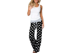 2026-pantalones Amplios De Descanso Para Mujer Con Estampado Floral Elástico Y Cordón Ajustable L Black6