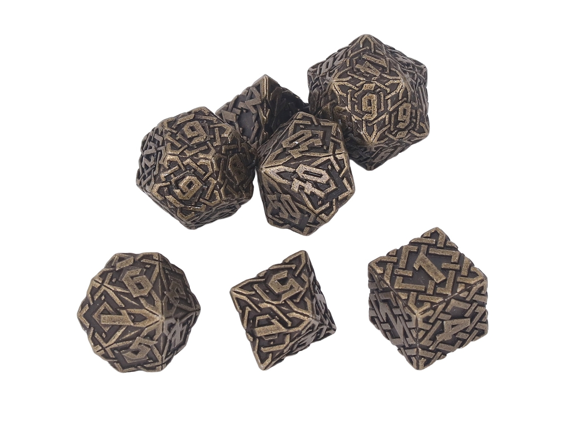 7 Dados Metálicos Poliédricos Grabados Laberinto Sólido Equilibrado Para Juegos De Rol Estilo 2