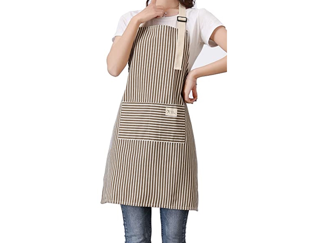 Delantal De Algodón Para Hombre Y Mujer | Delantal De Cocina De Algodón Y Lino Con Correa Ajustable En El Cuello Y Cinta Larga