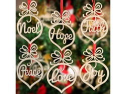 6 Adornos De Madera Con Agujeros Para Decorar El Árbol De Navidad - Regalos Festivos