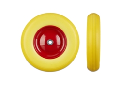 Relaxdays Roda Sobressalente Para Carrinho 4.80/4.00-8, Pneu Maciço, Jante Aço, Anti-furo, 100 Kg, Amarelo-vermelho