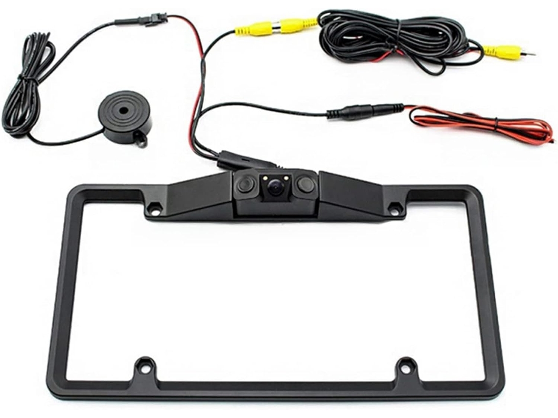 Marco Para Matrícula De Coche 3 En 1 Con Cámara, Material Abs.