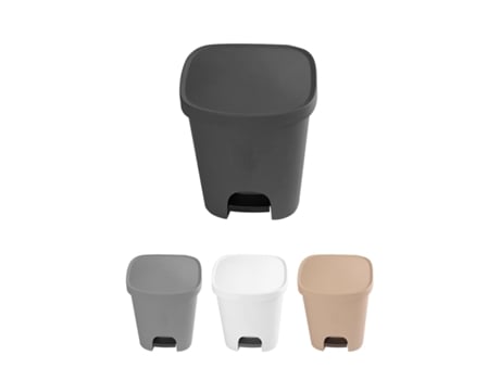 Cubo basura plástico Apertura Com pedal 25 Litros | Cubo reciclar Mate 35x30x42 cm Gris 25 Litros