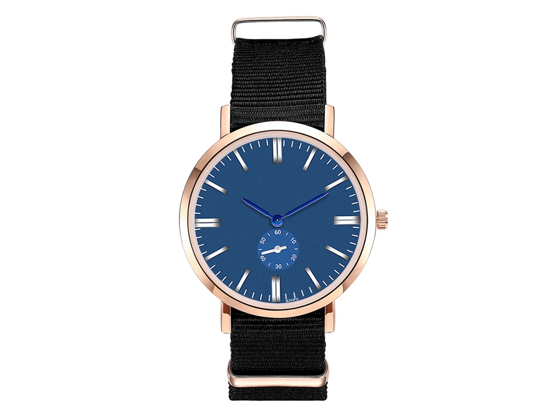 Reloj De Cuarzo Con Correa De Nylon Unisex Dial Redondo Punta Azul (negro)
