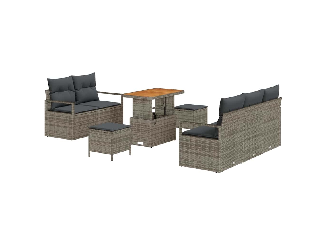 Maison Exclusive - Juego de sofá de jardín de 8 piezas con cojines, color gris