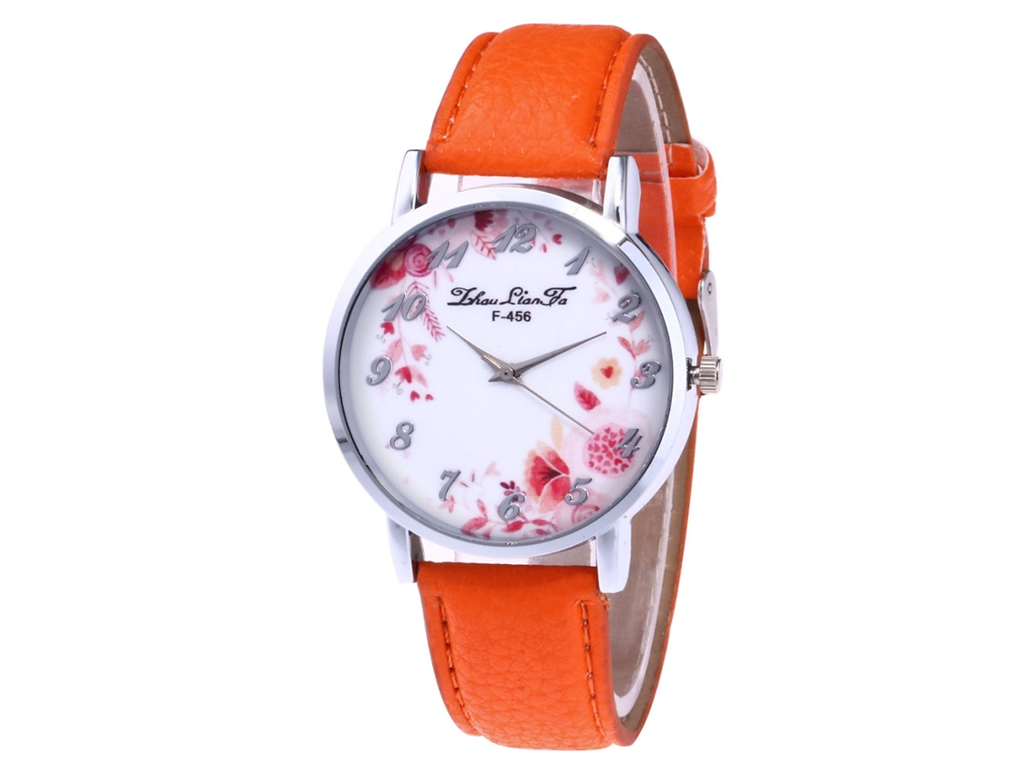 Reloj De Pulsera De Aleación Para Parejas Con Pantalla Analógica Y Movimiento De Cuarzo Naranja.