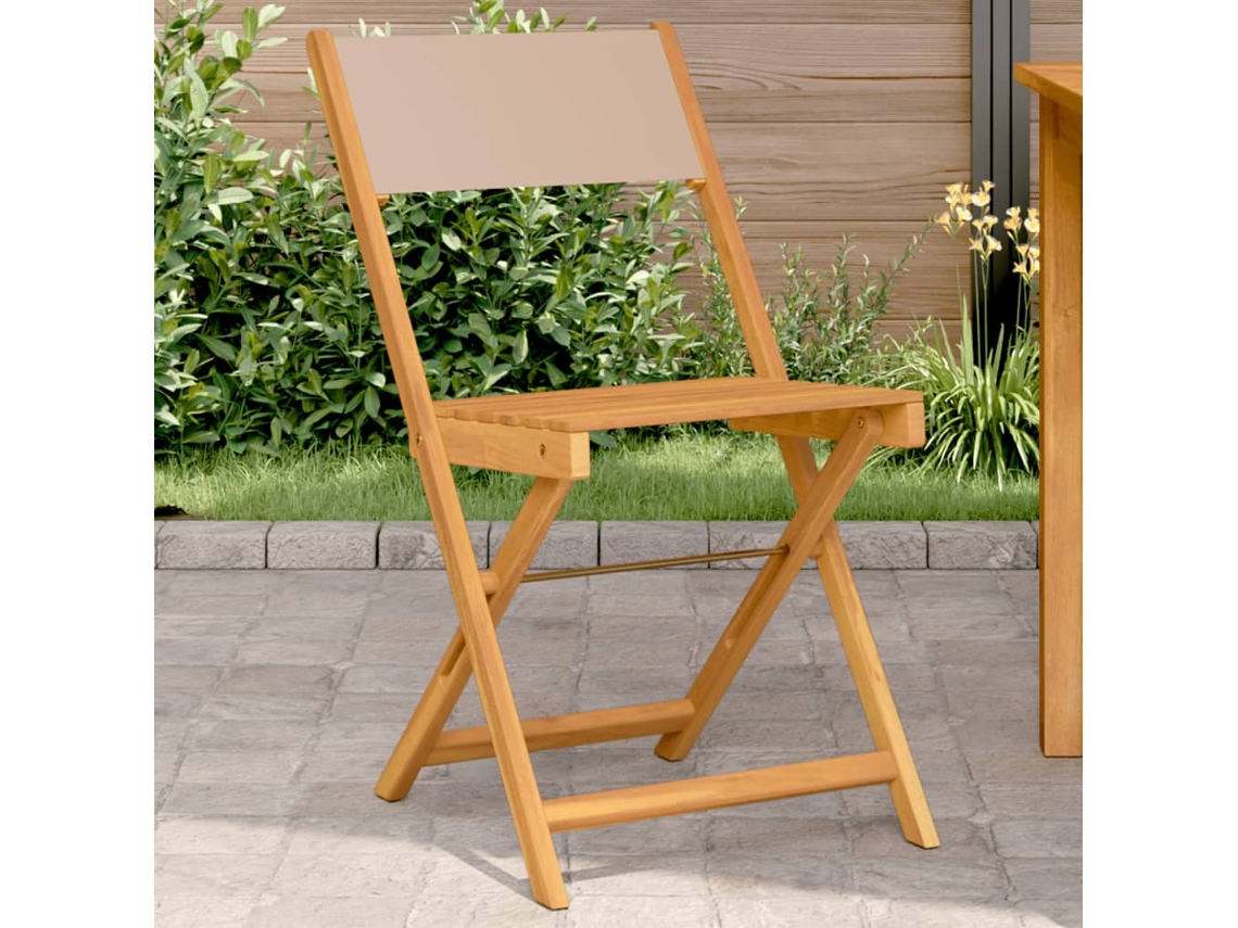 Sillas de bistró DKD Home Decor de 2 piezas en acacia maciza y tela marrón grisácea