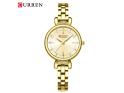 Reloj De Pulsera Redondo Con Cadena De Diamantes De Imitación (dorado) Para Mujer, Resistente Al Agua, Estilo Casual.