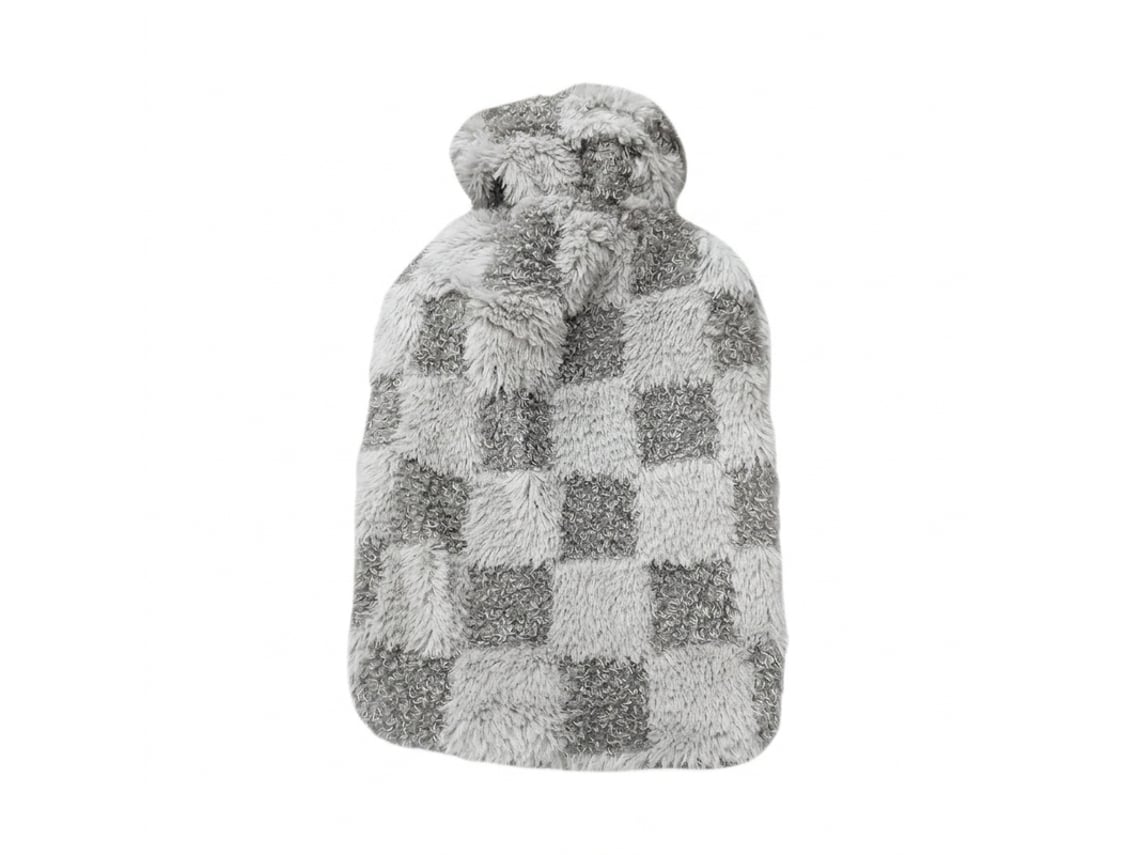 Bolsa De Água Quente Com Forro - Padrão Xadrez Bk Rsd-02 Cinzento