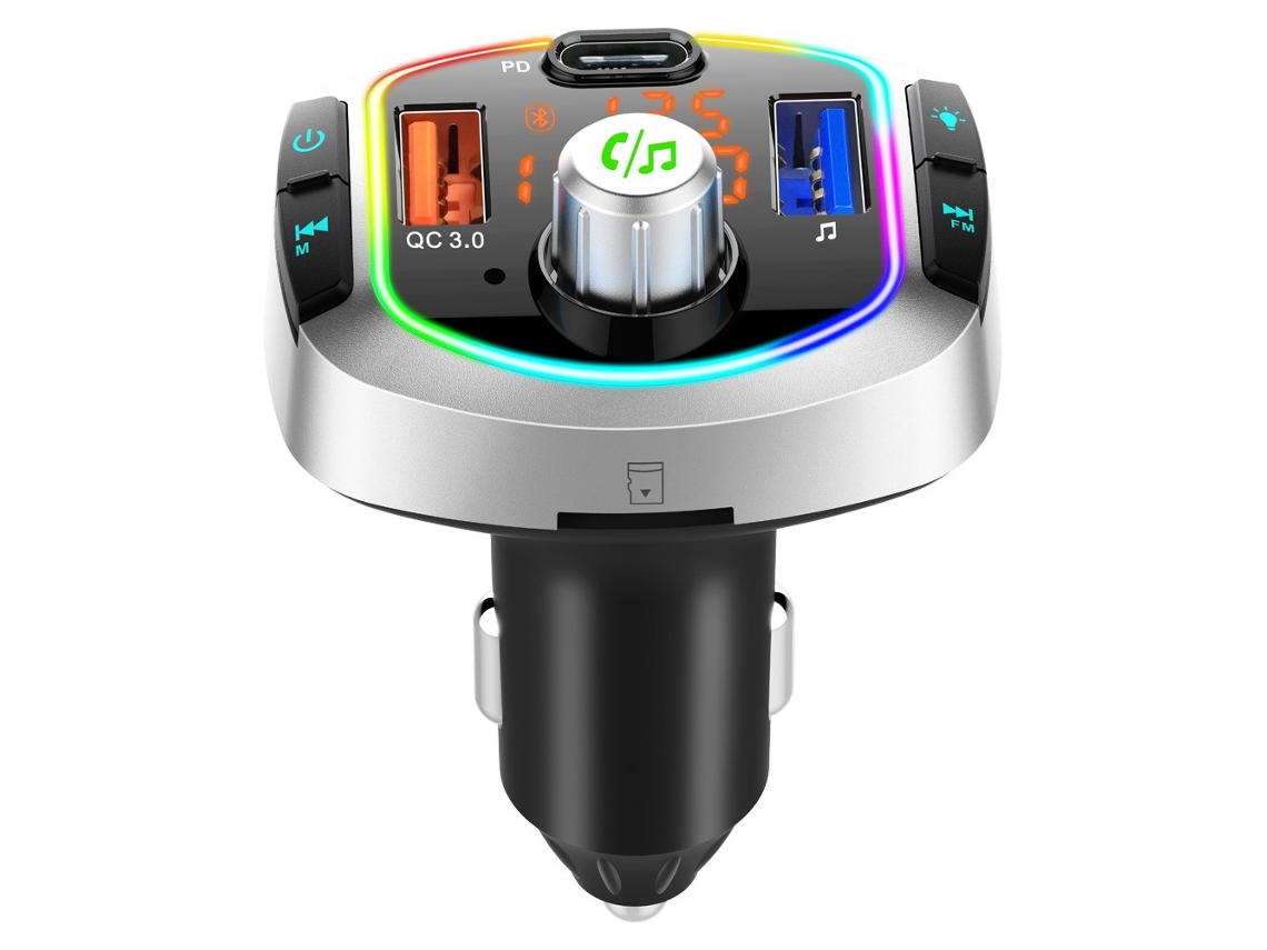 Car Mp3 Player Bluetooth Fm Transmitter With Dual Usb Ports Silver