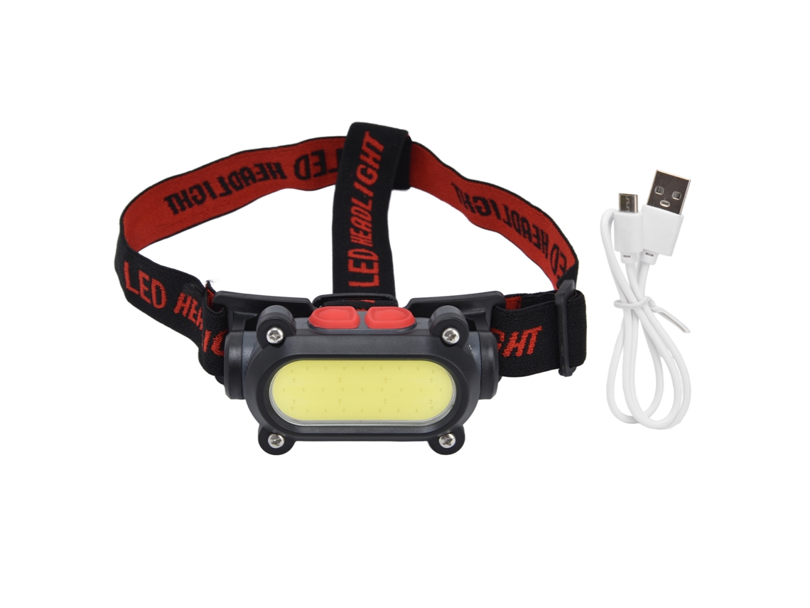 Linterna frontal COB ajustable y recargable vía USB 2026 con múltiples modos de luz blanca y roja para acampar, cazar y actividades al aire libre, resistente al agua.