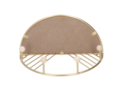 Estantería De Pared Dorada Con Ganchos De Madera Para Sala De Estar Y Recibidor.