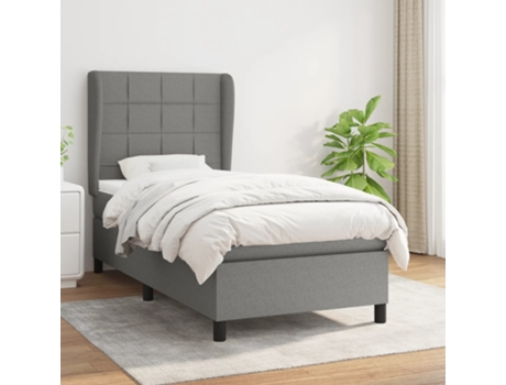 vidaXL Cama con somier y colchón 90x190 cm tela gris oscuro