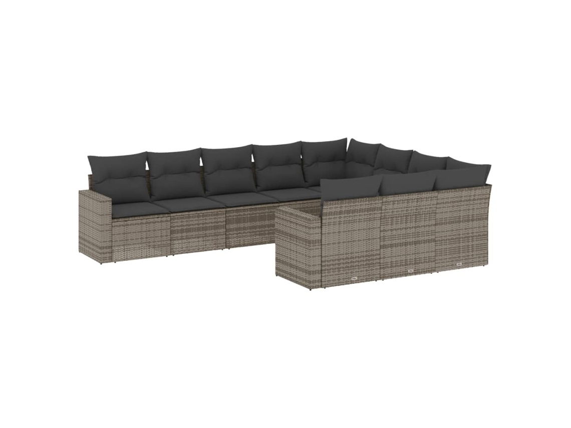 Maison Exclusive - Set De Sofás De Jardín 10 Pzas Con Cojines Ratán Sintético Gris
