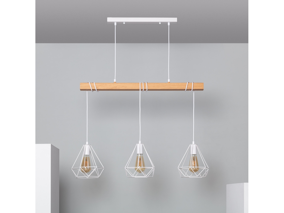 LEDKIA Lámpara Colgante Metal Sardo 3 Focos Blanco