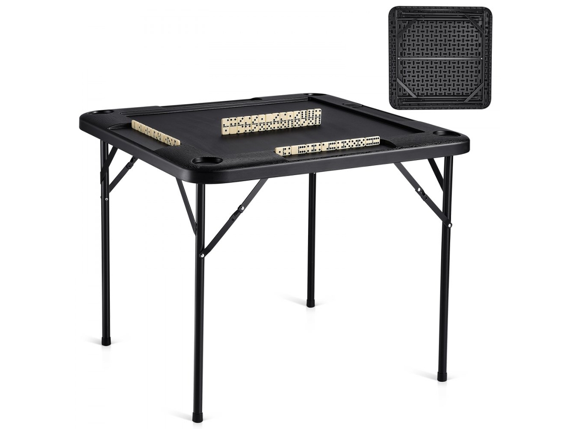 Mesa de juego plegable Tekmaquinas para 4 jugadores con portavasos y compartimentos