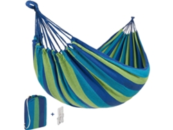Hamaca individual de camping con cordón y bolsa de transporte, color azul marino (260 x 80 cm)