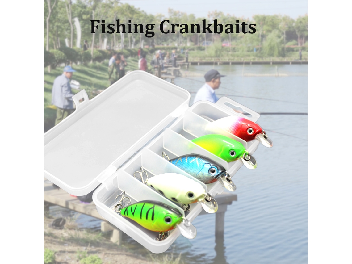 2026rebe-5pcs Lures De Pesca Cebo Duro Crankbaits En Caja De Almacenamiento Con Anzuelos De Acero Inoxidable