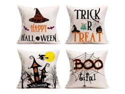 2026-45061-fundas De Cojín Para Halloween Linjou, 4 Piezas De Algodón Y Lino, 45x45cm