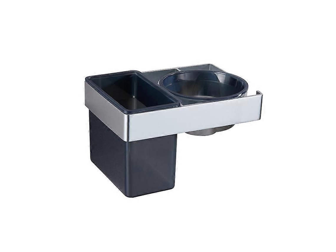 Soporte adhesivo de pared para secador de pelo, 15x10,5x9 cm, plateado, aluminio con compartimento de almacenamiento y organizador C GOKOCO