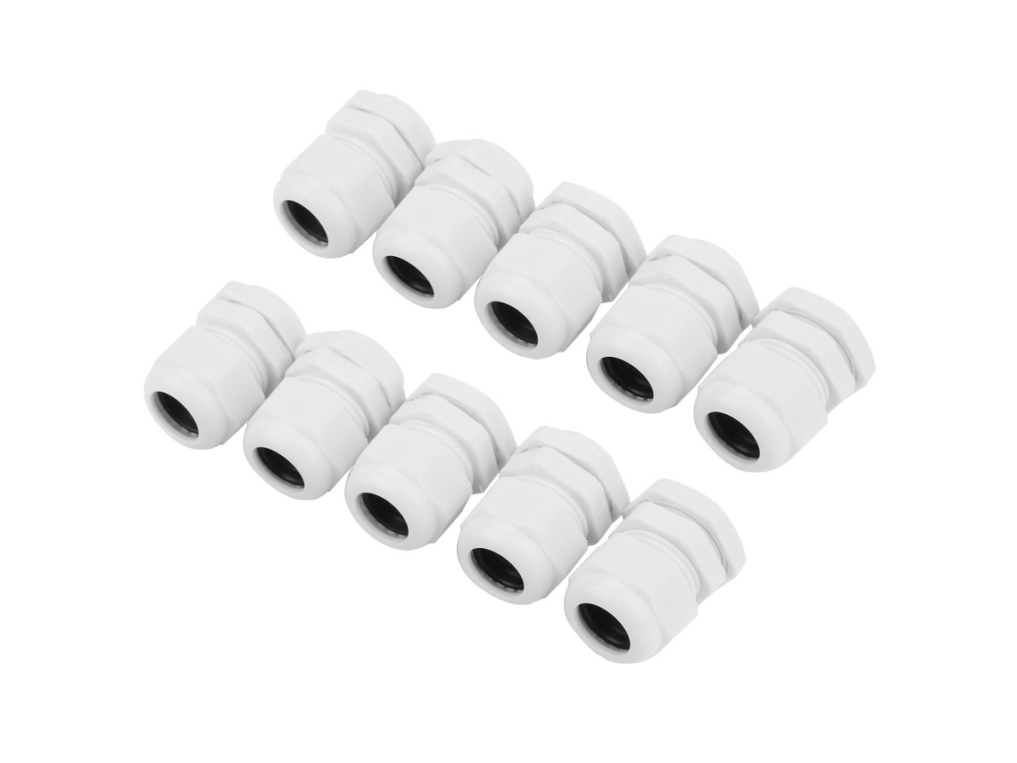 2026velora-10 Piezas Conector De Cable De Nylon Plástico Impermeable Ip68 (pg19) Blanco
