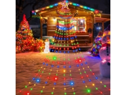 Luces de árbol de Navidad con estrellas, luz en cascada de 3,5 m