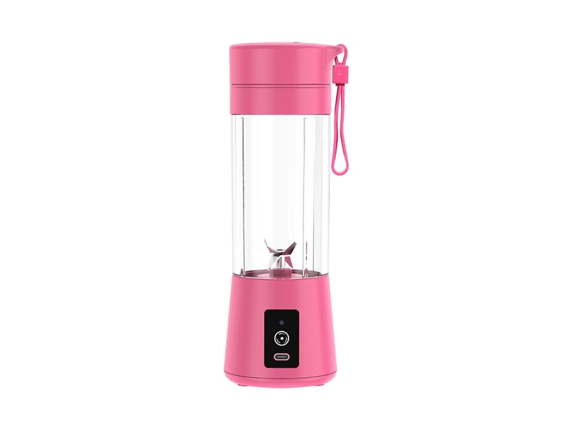 Licuadora portátil para batidos y licuados, pequeña licuadora eléctrica de cocina con USB recargable, color rosa Gusshious