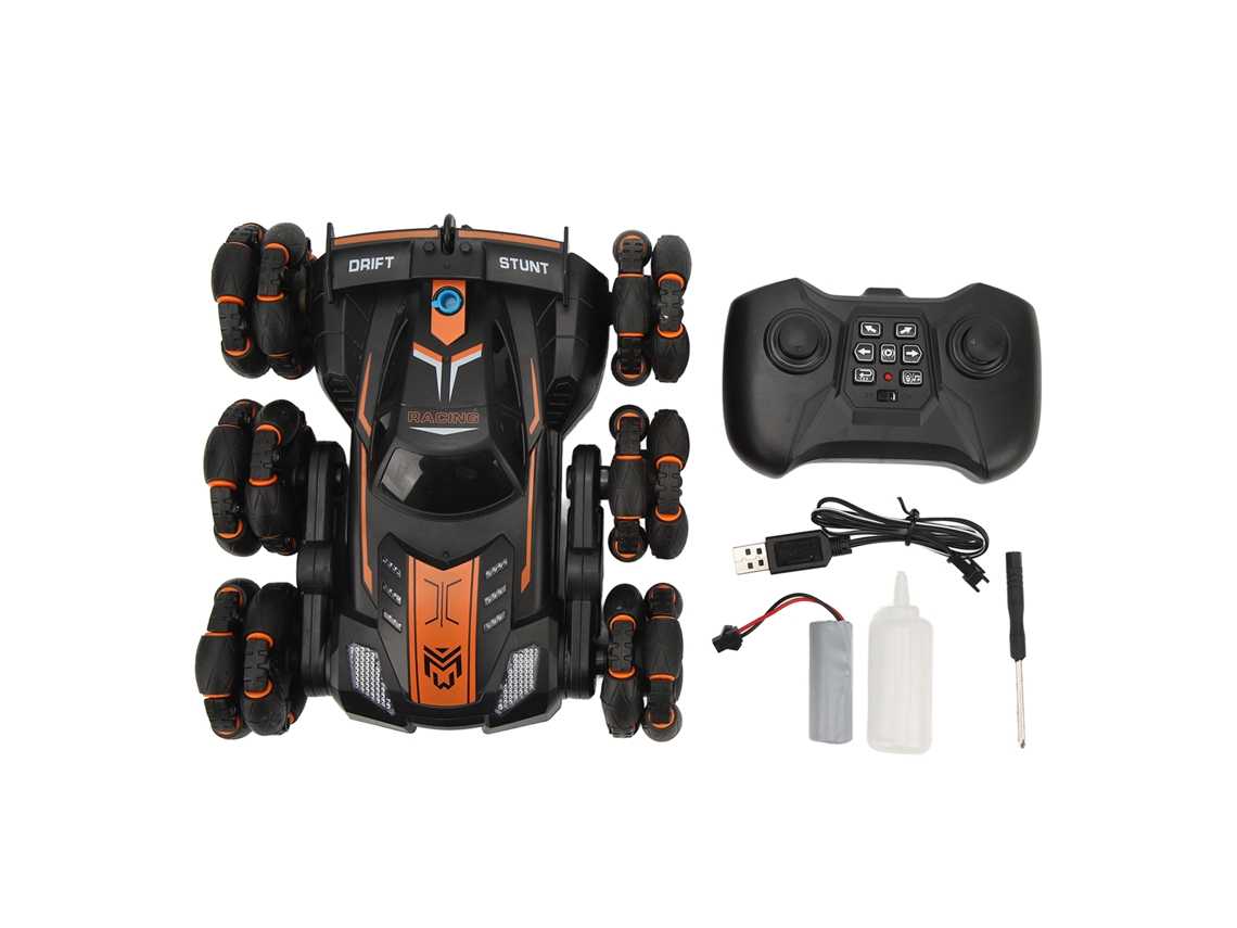 Rebe-carrinho De Controle Remoto Stunt 2.4ghz Com 6 Rodas, Luzes E Sons, Rotação De 360 Graus, Brinquedo Para Crianças Laranja