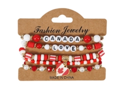 Juego Pulseras Cuentas Corazón Hoja Arce Canadá Rojo Blanco, Joya En Capas Para Aficionados Deportivos Y Fiestas Patrióticas Canadienses