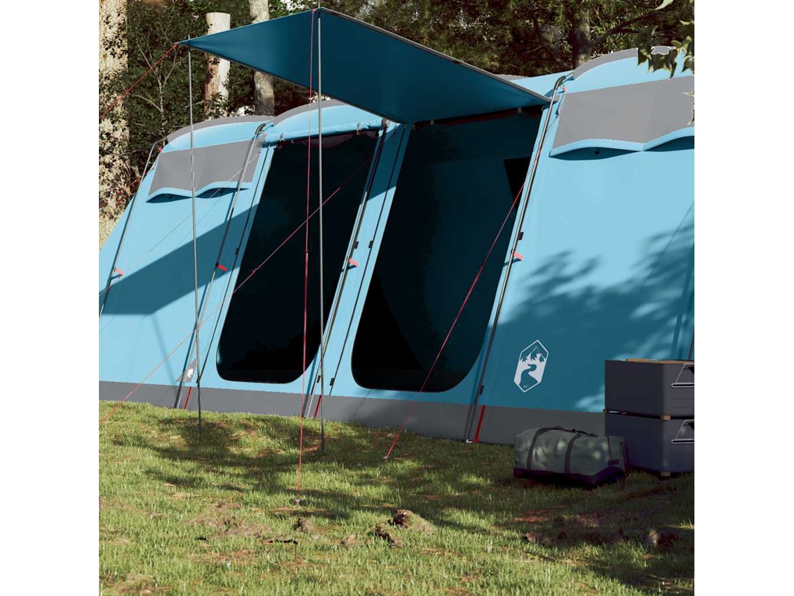 Tienda de campaña tipo túnel familiar para 8 personas, impermeable, azul.