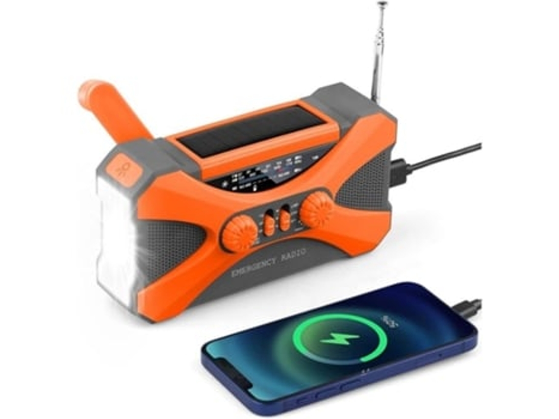Radio de emergencia con manivela y energía solar, portátil, 10 000 mAh, Panoona