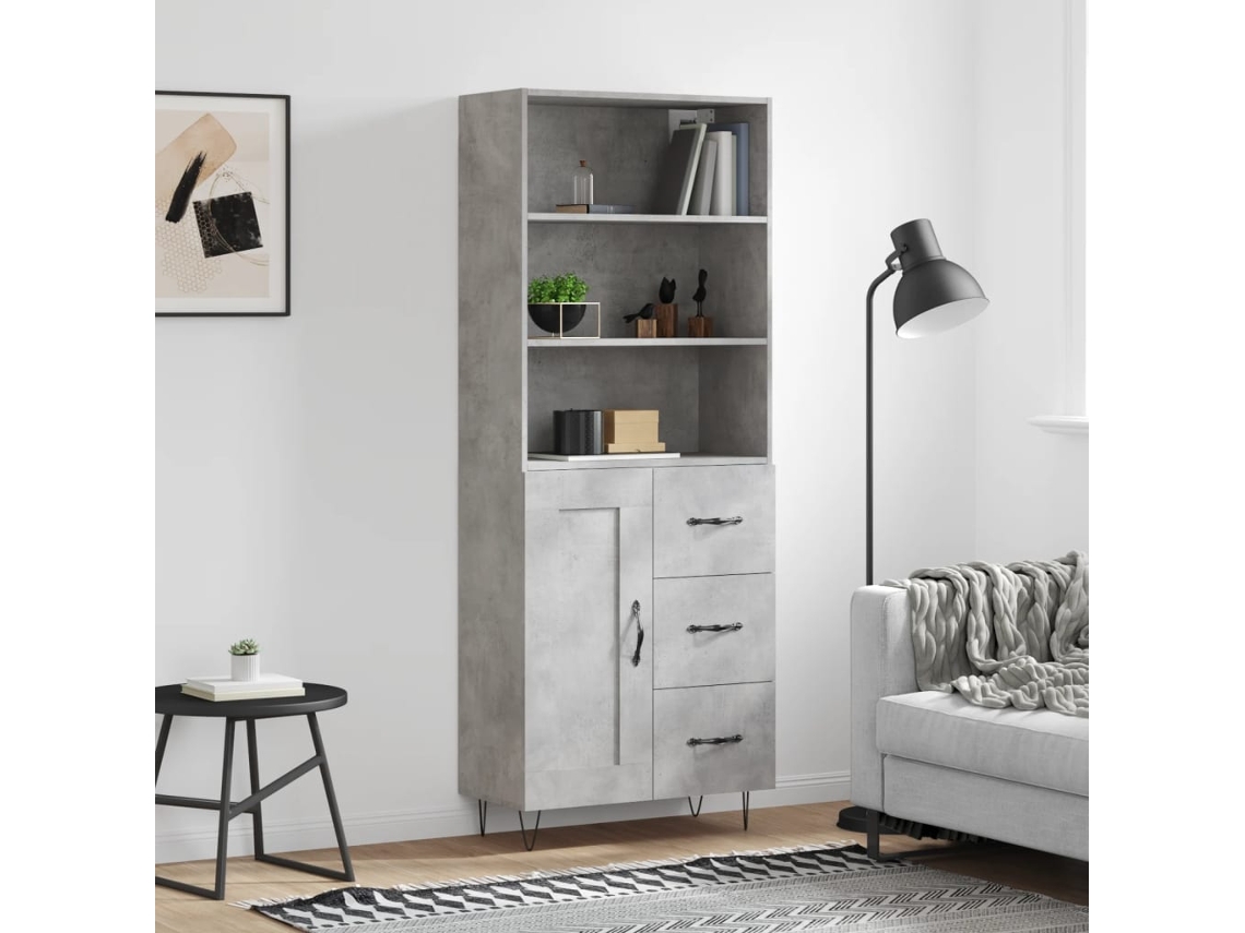 Aparador Alto Madera Contrachapada Gris Hormigón 69,5x34x180 Cm