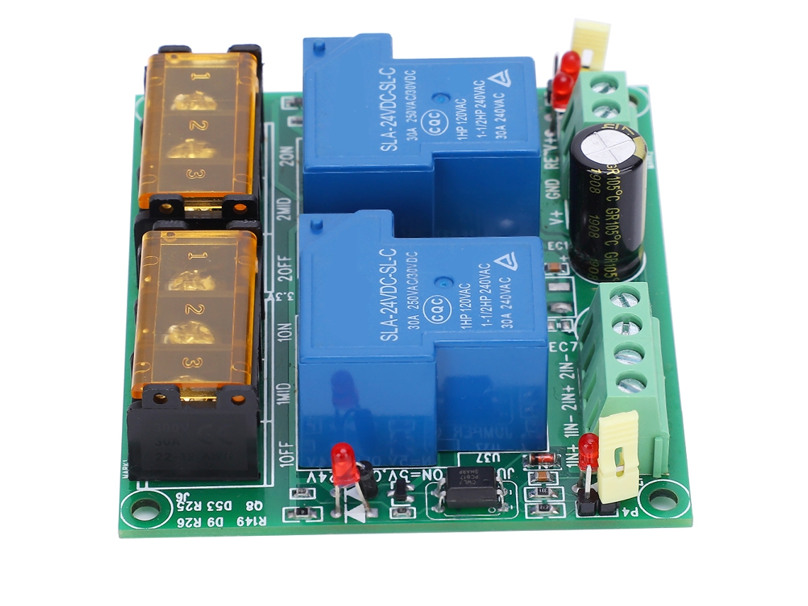 Módulo De Relé Plc De Alta Potencia De 24 V, 2 Canales Y 30 A Con Aislamiento Óptico E Indicadores.