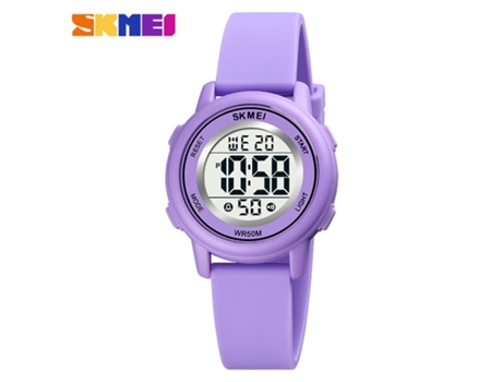 Reloj para niños Reloj de pulsera eléctrico LED para deportes al aire libre de silicona con alarma-púrpura LUUCOZK