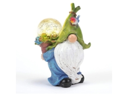 Boneco de Jardim Gnomos com Luz Solar Led, Estátua de Resina para Decoração Exterior