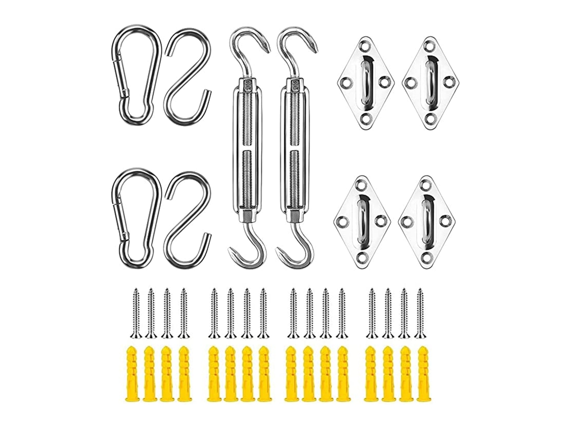 Kit De Herrajes De Acero Inoxidable 304 Para Toldos, Con Ganchos En S Y Fijaciones M6.