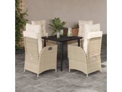 Juego de comedor de jardín de 5 piezas con cojines, mimbre sintético beige, DKD Home Decor